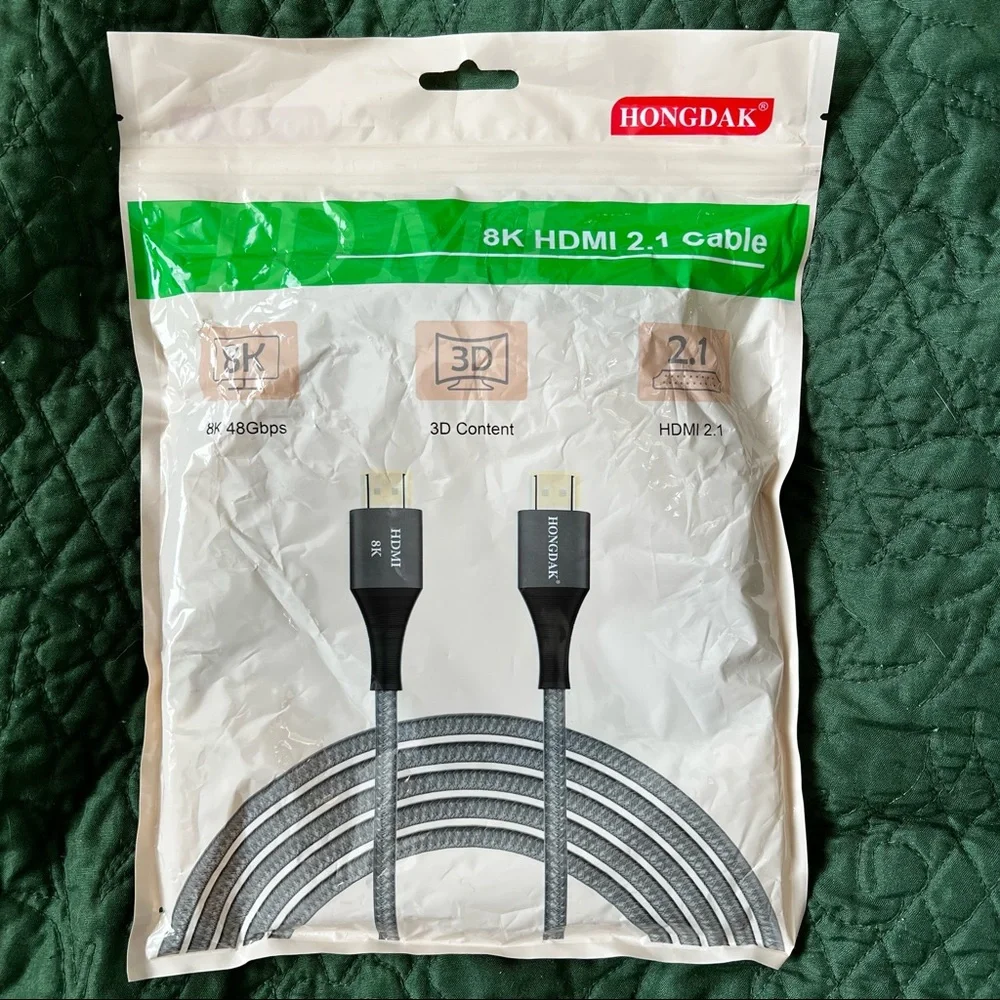 HONGDAK 8K HDMI Cable 48Gbps 10FT, Ultra High Speed HDMI Braided Cord